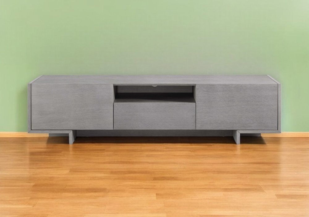 Gray Open Shelving Media Console - Grand Scale Design