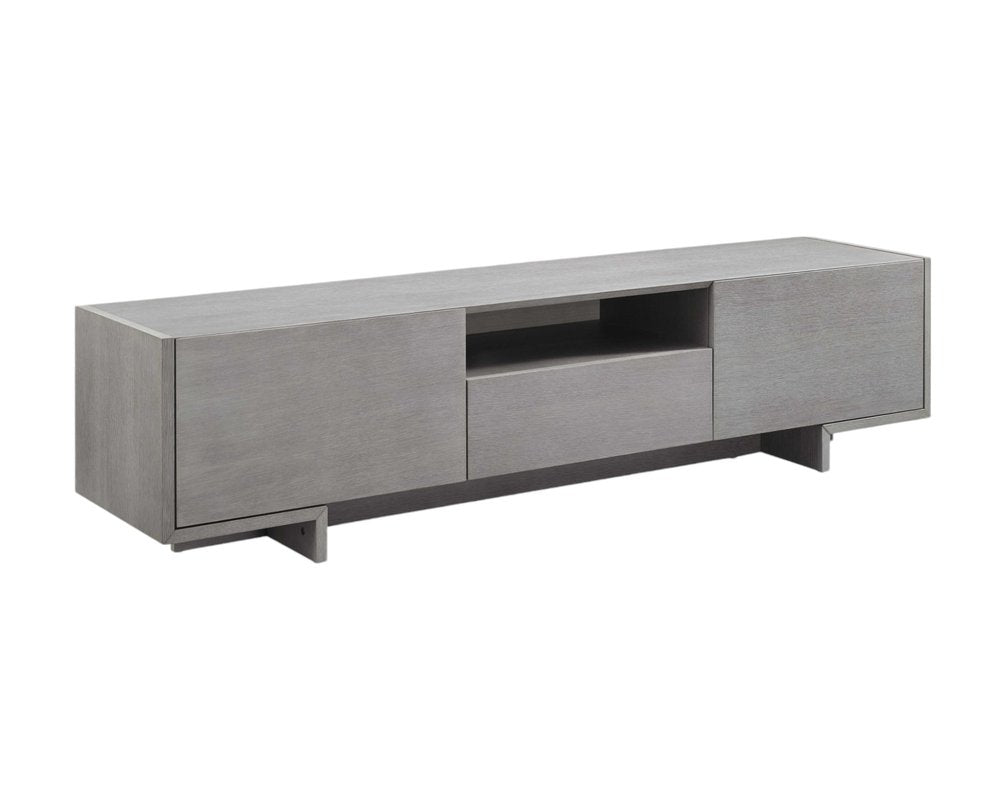 Gray Open Shelving Media Console - Grand Scale Design