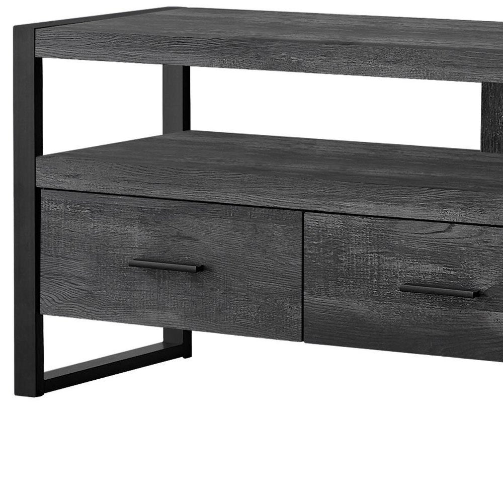 Brown & Black Cabinet Media Console - Enclosed Storage Design