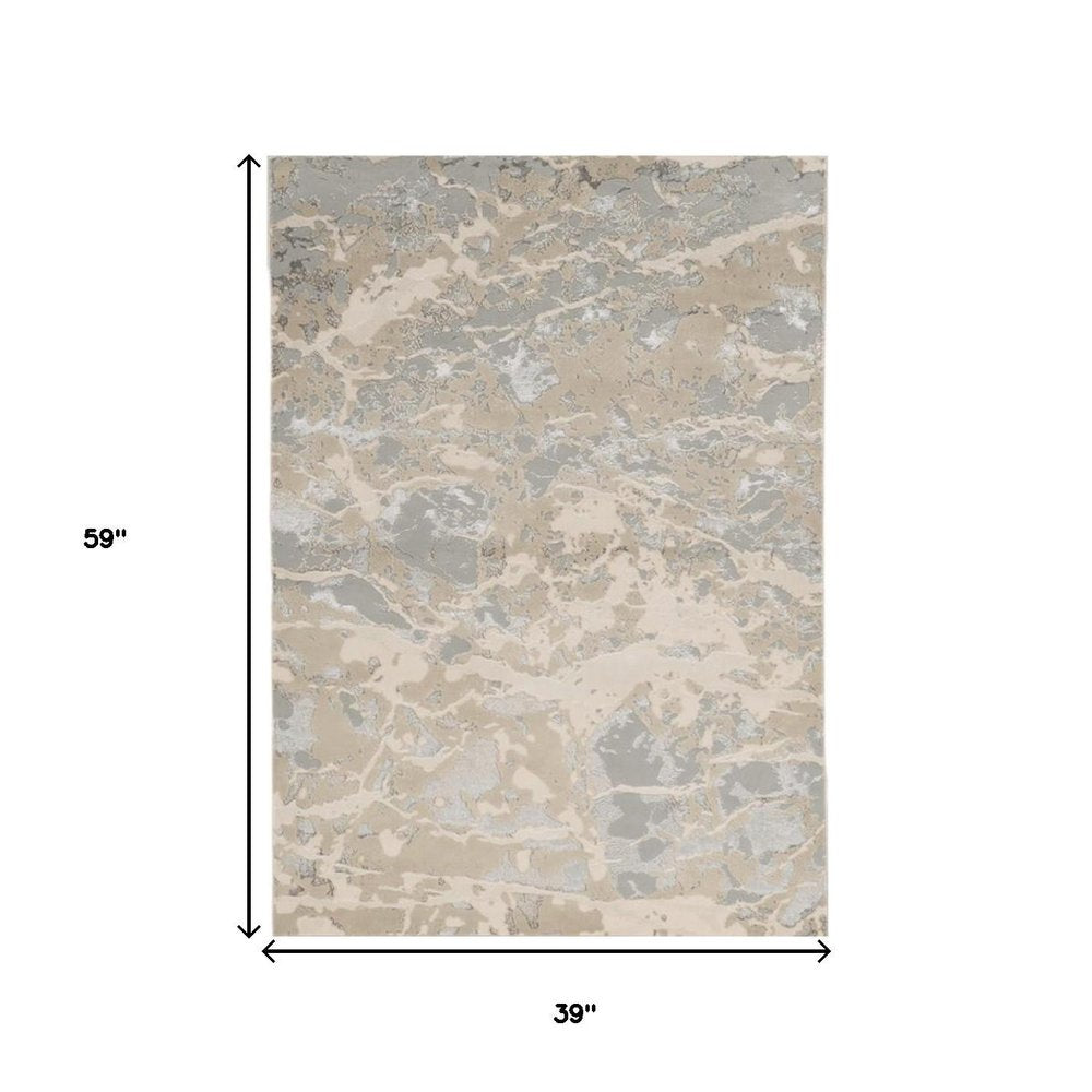 Sand Gray Beige Abstract Area Rug - Contemporary | AUREMI