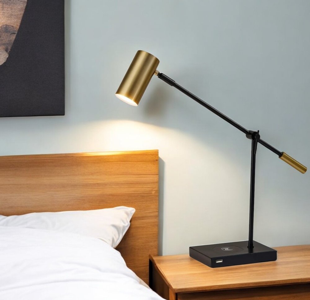 Asymmetrical Diabolo Black Metal Desk Lamp - Modern Sculptural Design