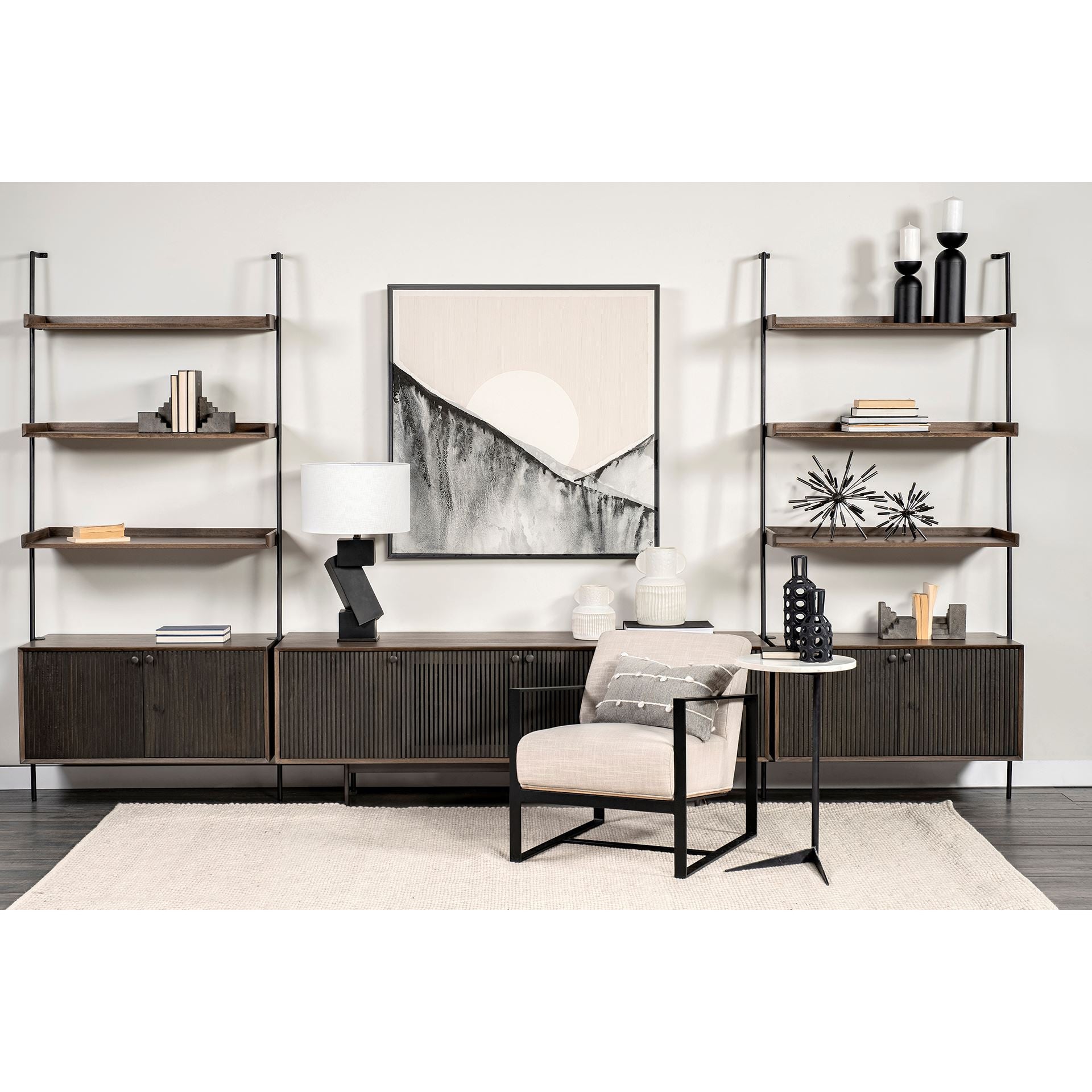 Brown Solid Wood Cabinet Media Console - Enclosed Storage