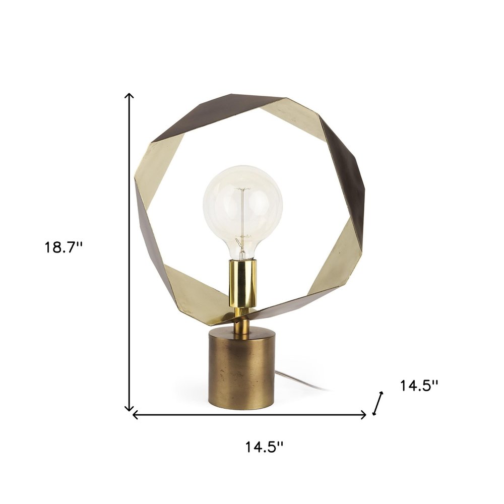 Golden Geometric Halo Table Lamp - Modern Sculptural Design