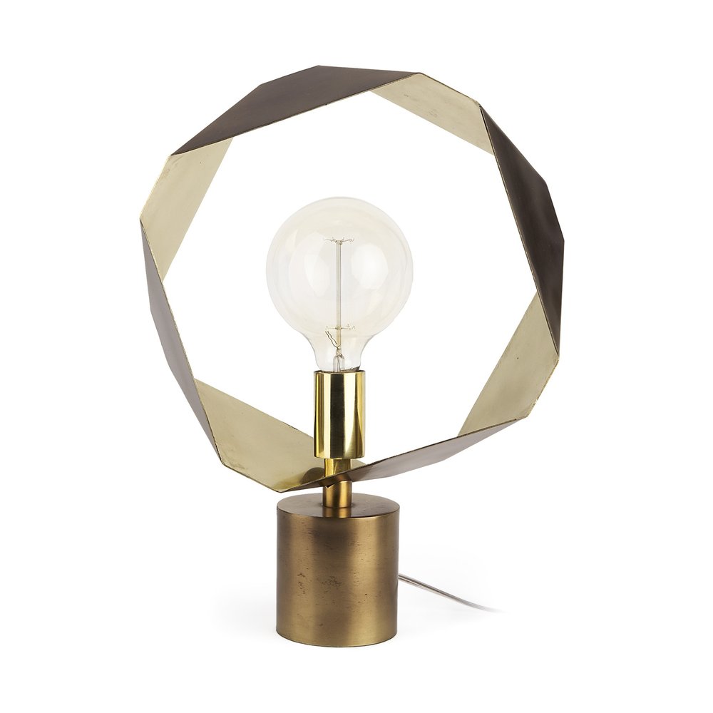 Golden Geometric Halo Table Lamp - Modern Sculptural Design