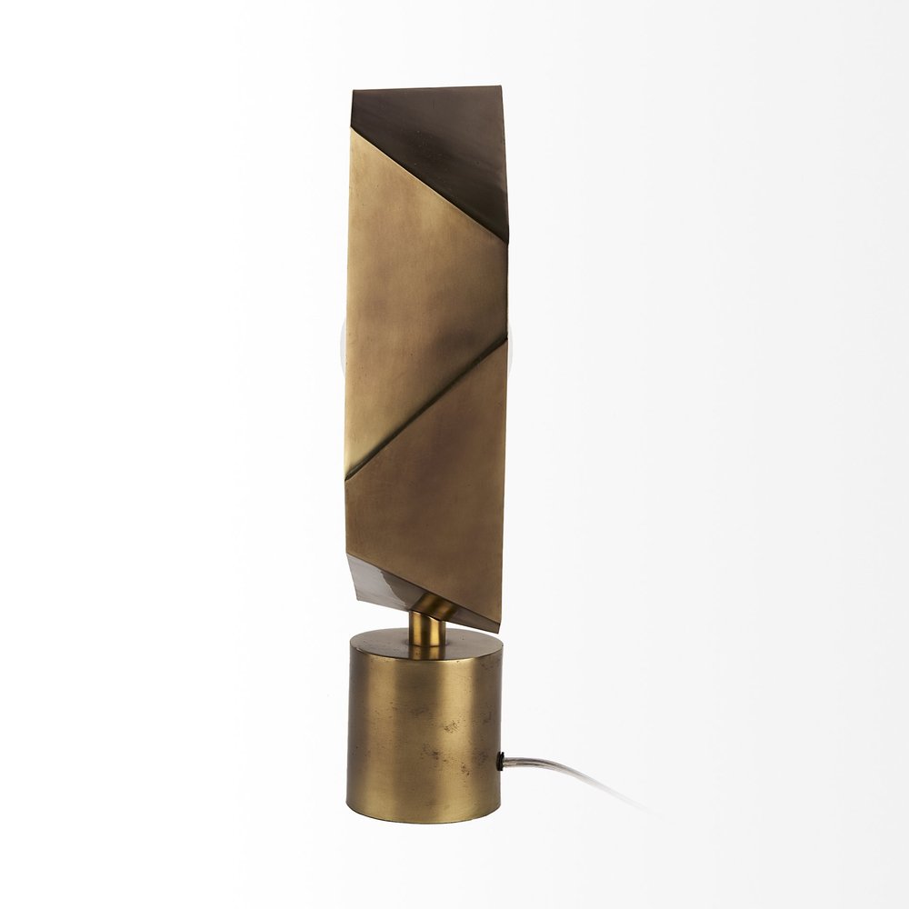 Golden Geometric Halo Table Lamp - Modern Sculptural Design