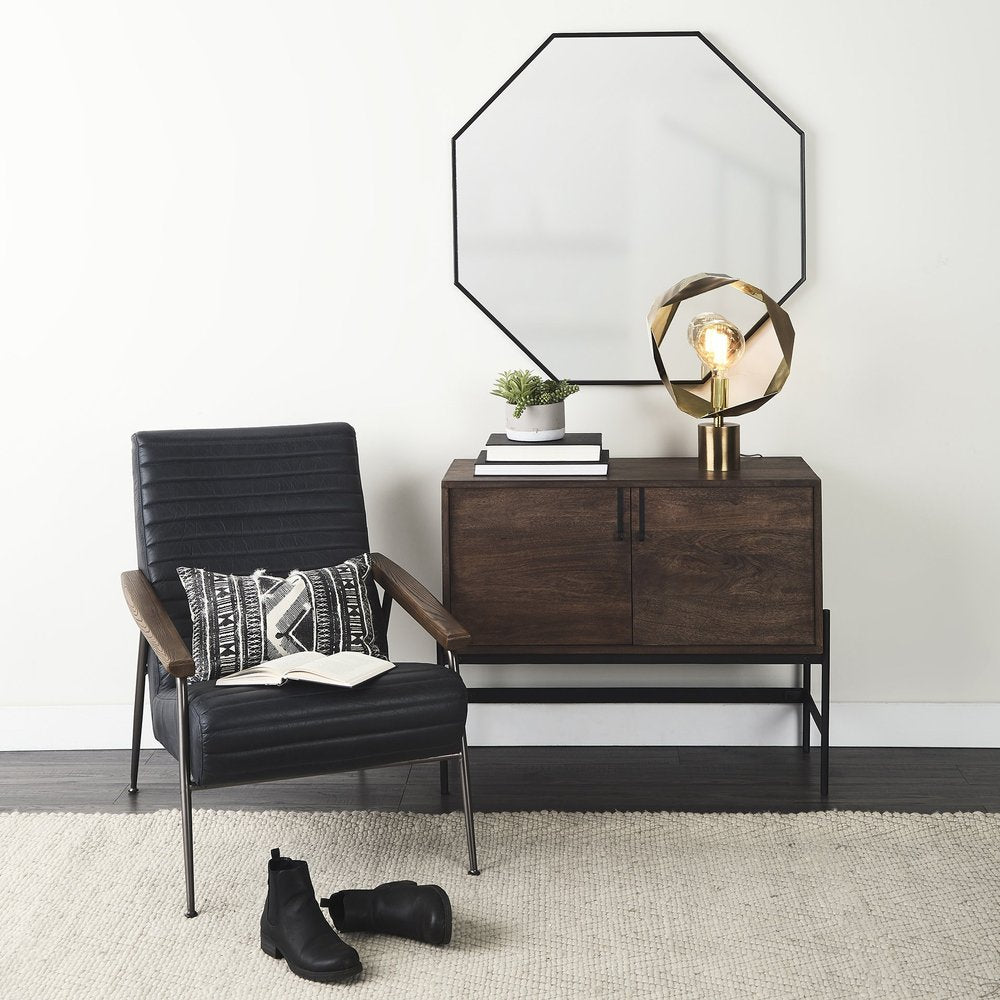 Golden Geometric Halo Table Lamp - Modern Sculptural Design