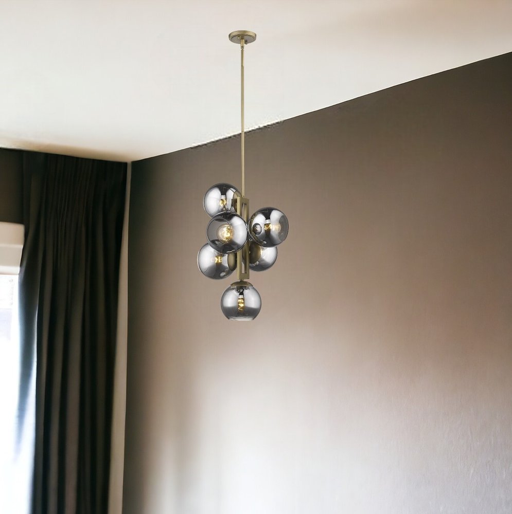Lunette 6-Light Aged Brass Pendant - Statement Chandelier