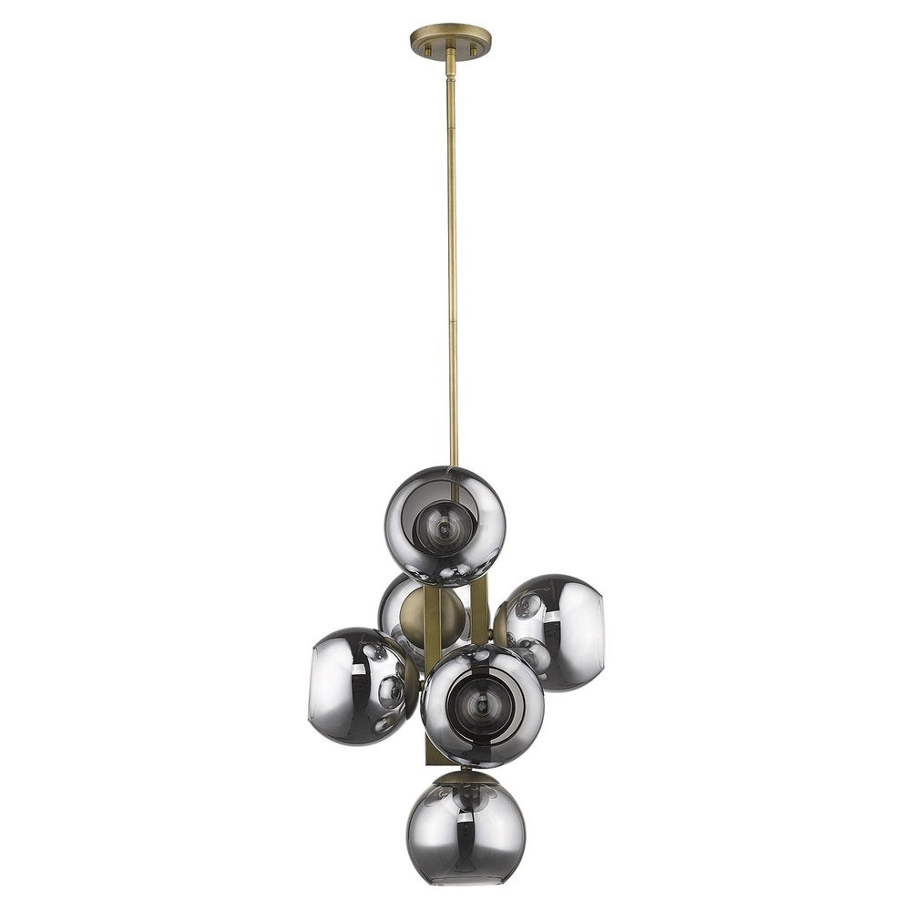Lunette 6-Light Aged Brass Pendant - Statement Chandelier