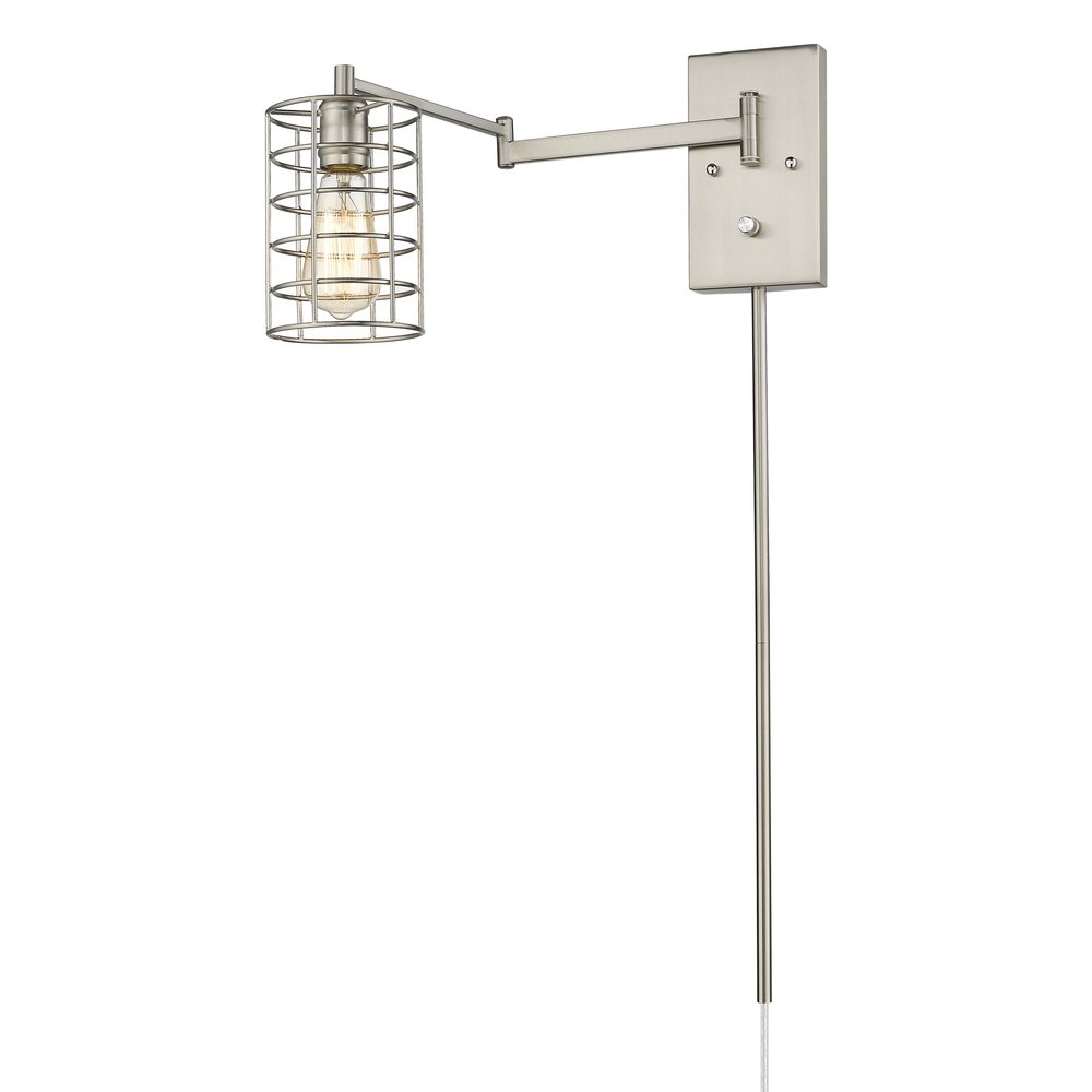 Silver Metal & Wood Wall Sconce - Modern Mixed Material Design