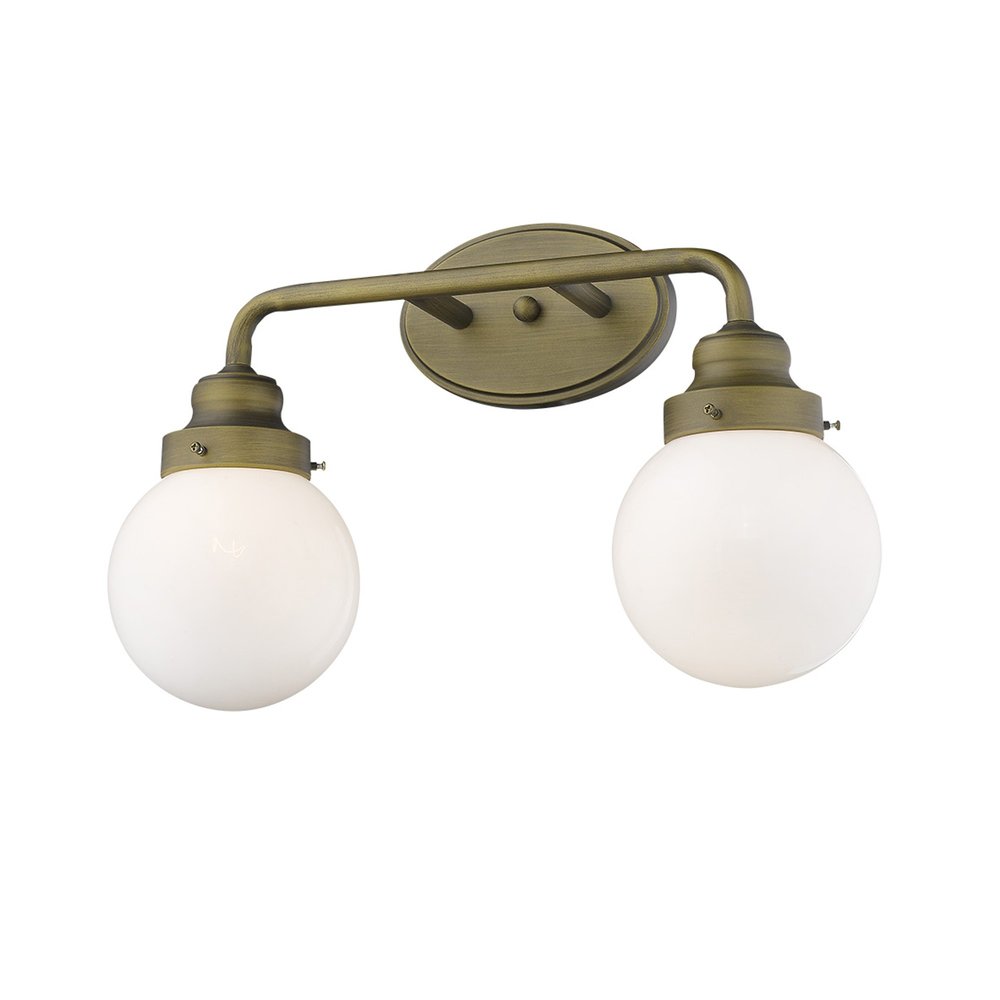 Gold Wall Sconce with Round Glass Shades - 2-Light Design