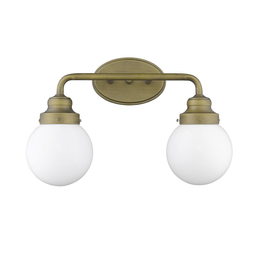 Gold Wall Sconce with Round Glass Shades - 2-Light Design