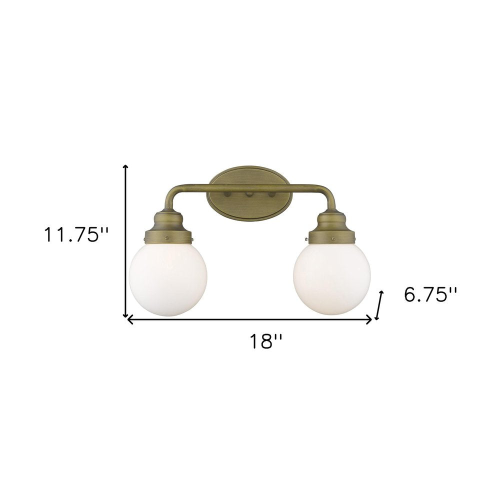 Gold Wall Sconce with Round Glass Shades - 2-Light Design