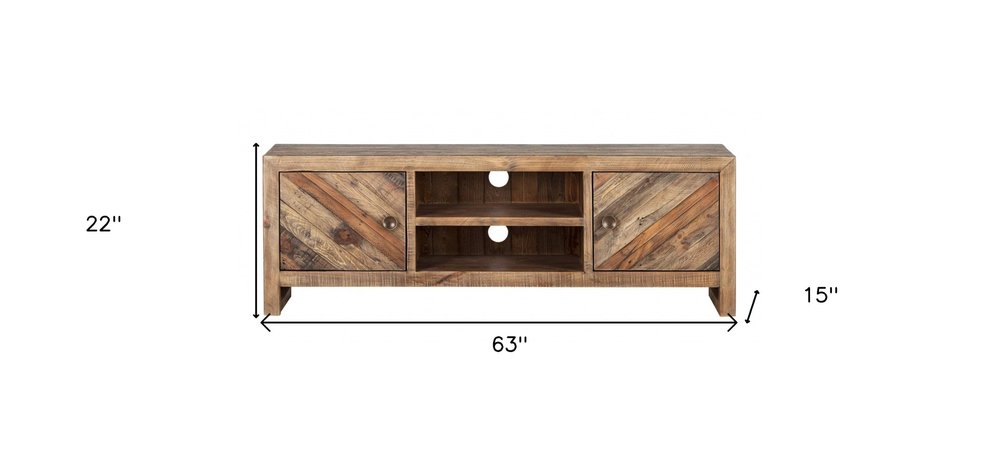 Reclaimed Pine Media Console - Warm Brown Finish