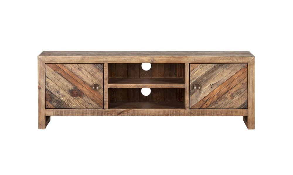 Reclaimed Pine Media Console - Warm Brown Finish