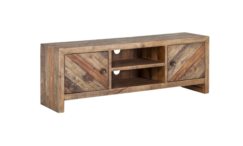 Reclaimed Pine Media Console - Warm Brown Finish