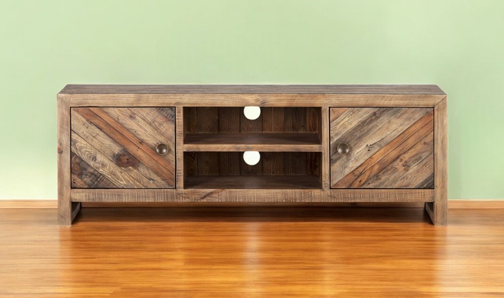 Reclaimed Pine Media Console - Warm Brown Finish