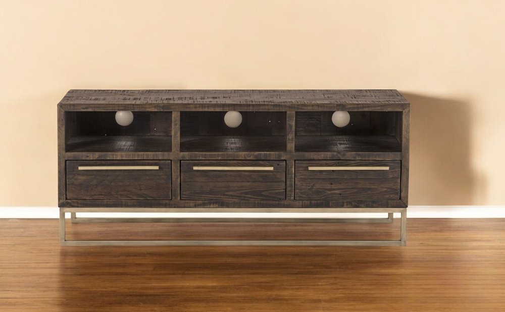 Reclaimed Pine Media Console - Deep Taupe Finish
