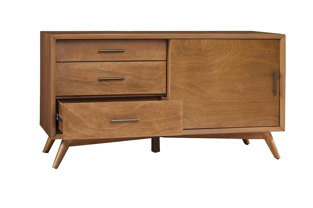 Mahogany Media Console with Storage - Rich Wood Design