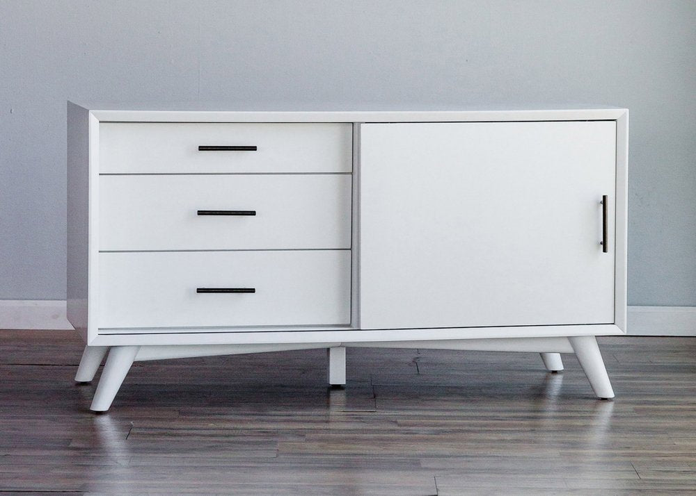 White Solid Wood Cabinet Console - Minimalist Elegance