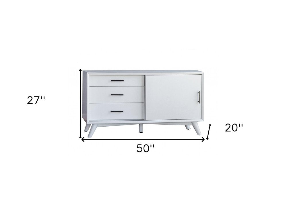 White Solid Wood Cabinet Console - Minimalist Elegance