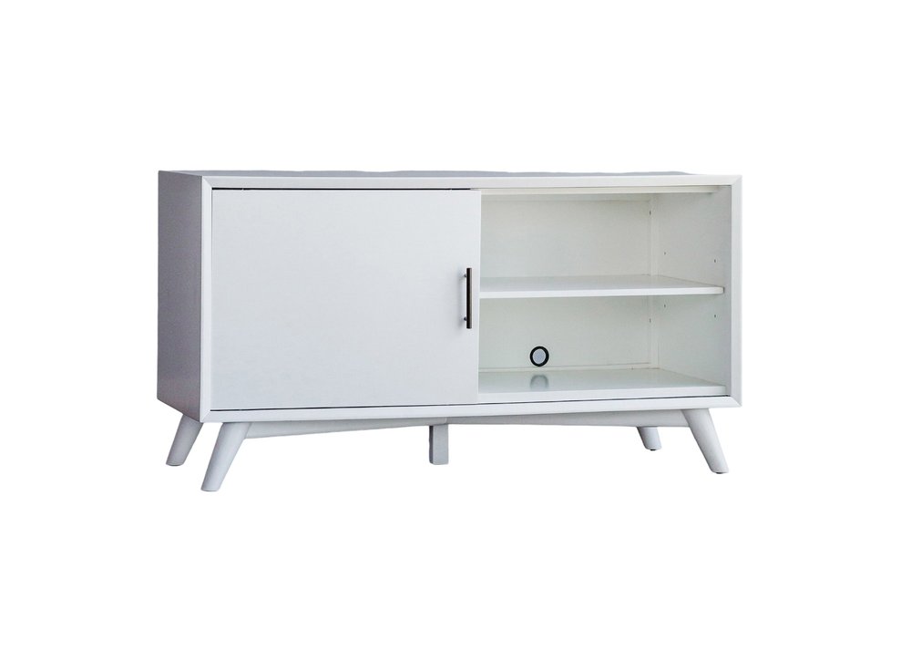 White Solid Wood Cabinet Console - Minimalist Elegance