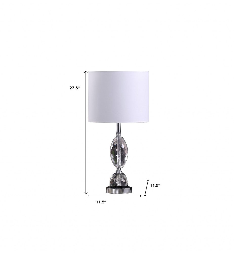 Silver Crystal Standard Table Lamp with White Shade