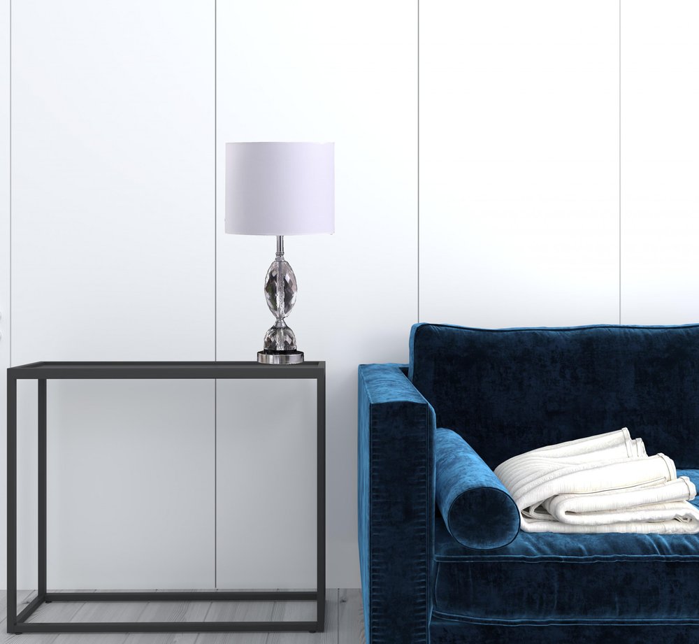 Silver Crystal Standard Table Lamp with White Shade