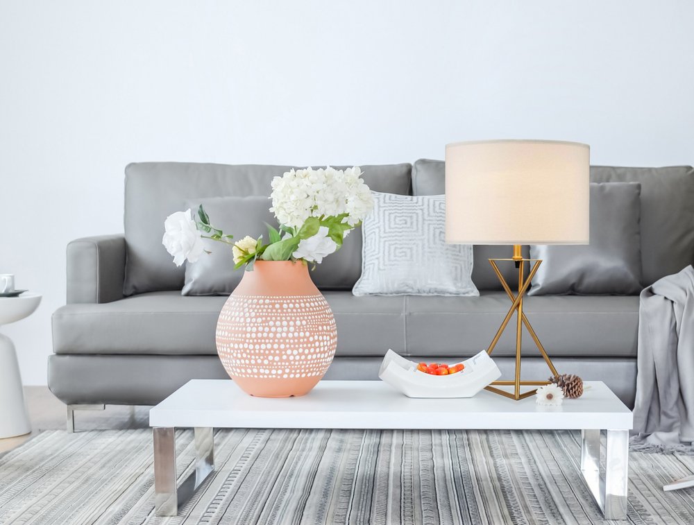 Contemporary Gold Geometric Table Lamp with White Shade