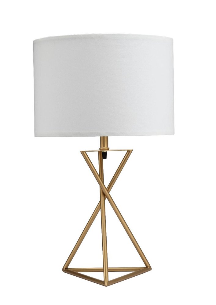 Contemporary Gold Geometric Table Lamp with White Shade