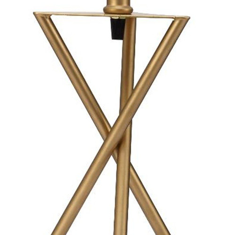 Contemporary Gold Geometric Table Lamp with White Shade