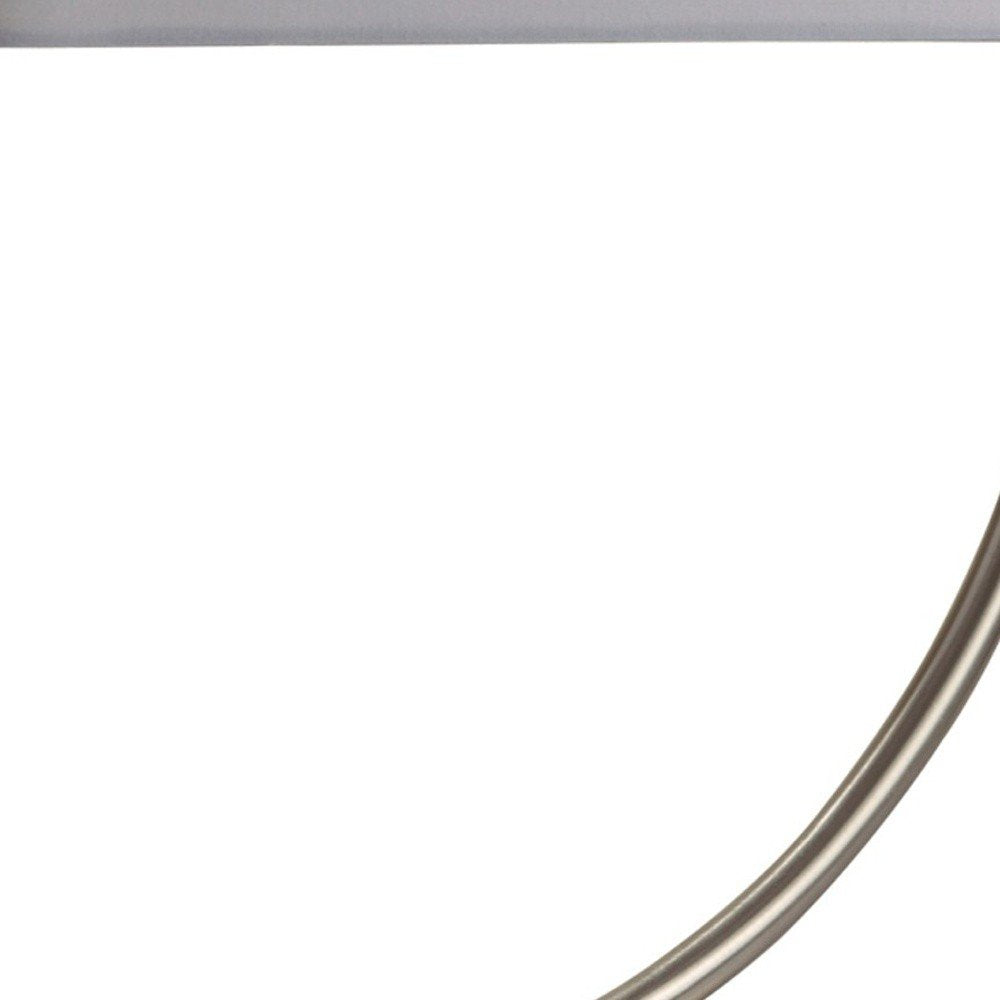 Silver Curved Table Lamp with White Rectangle Shade