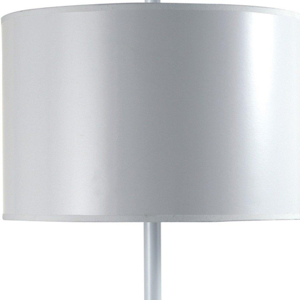 White Metal Table Lamp with Classic Drum Shade