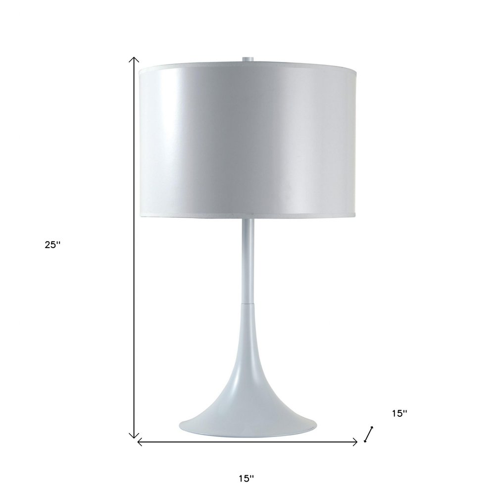 White Metal Table Lamp with Classic Drum Shade