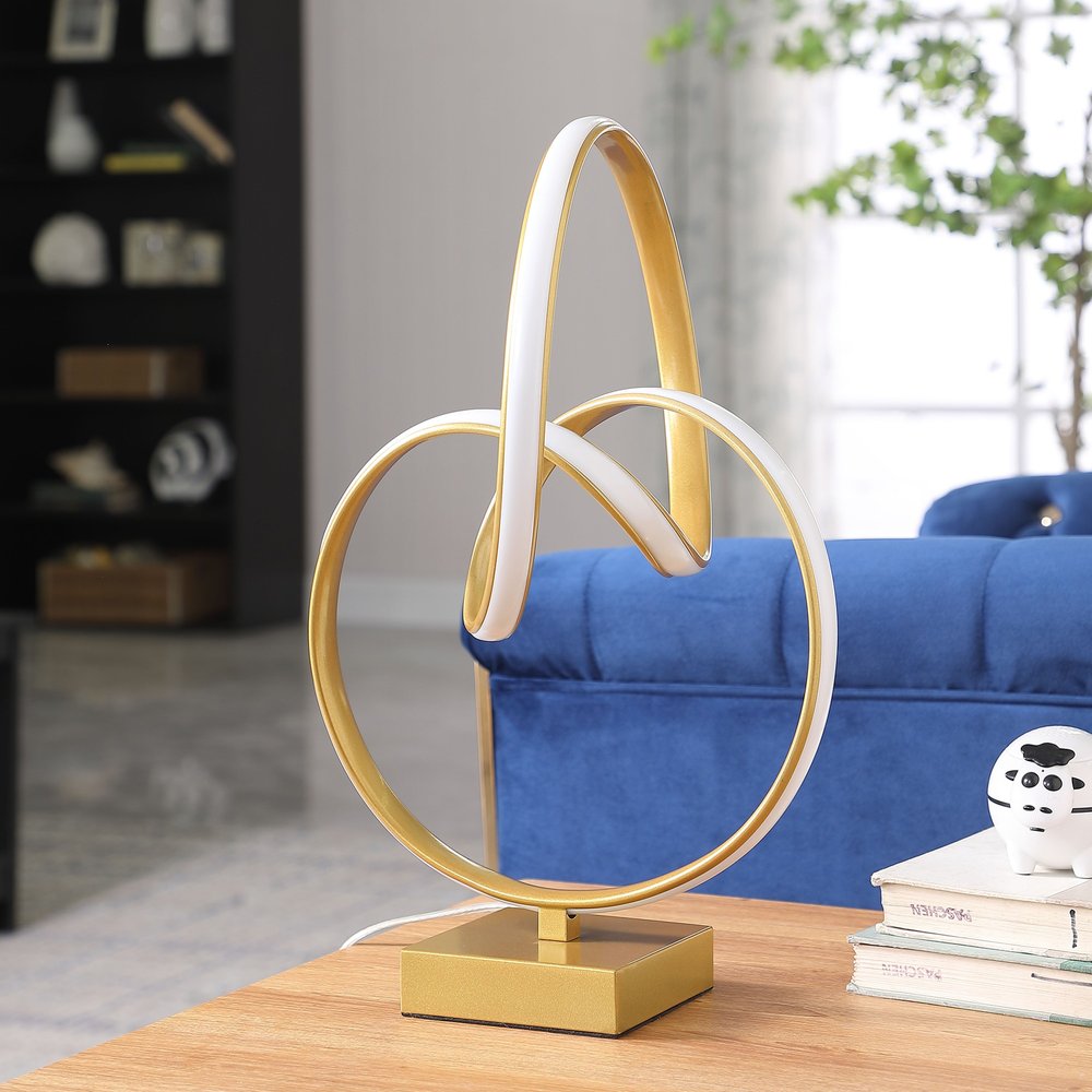 Gold Metal Abstract Geometric LED Table Lamp