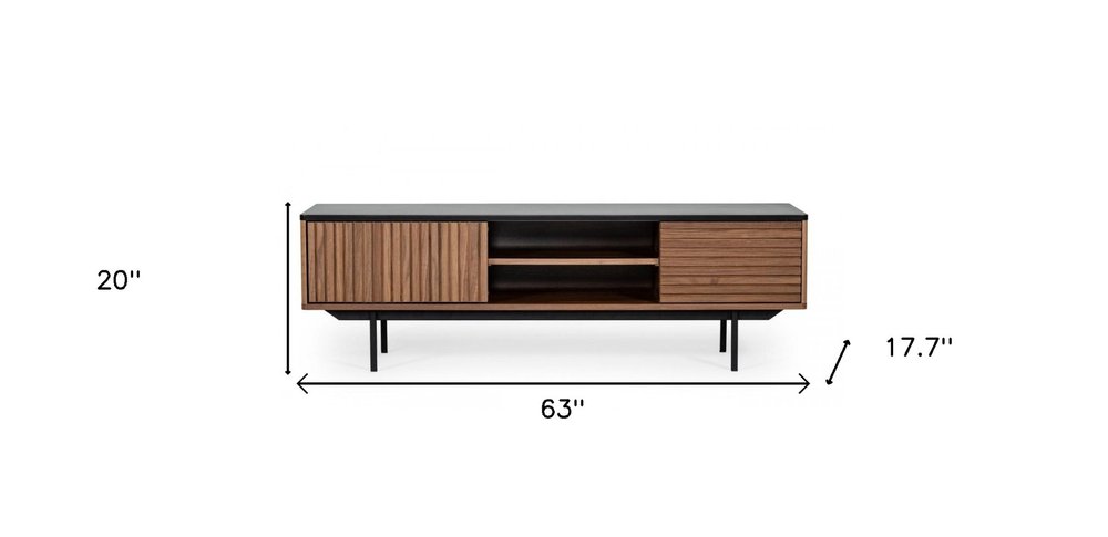 Walnut & Gray Media Console - Sophisticated Storage