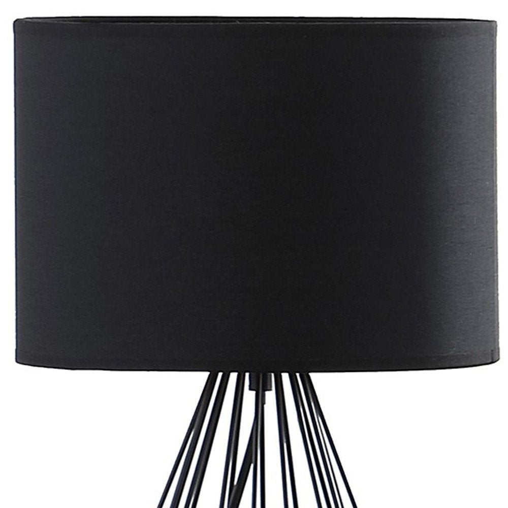 Asymmetric Black Cage Metal Table Lamp - Modern Industrial Design