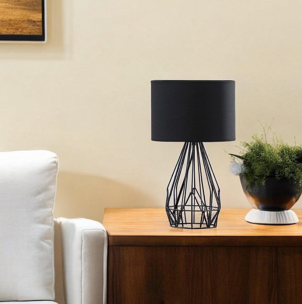 Asymmetric Black Cage Metal Table Lamp - Modern Industrial Design