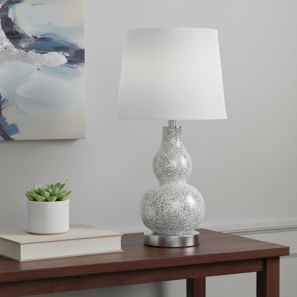 White Table Lamp with Globe Shade - Modern Minimalist Design