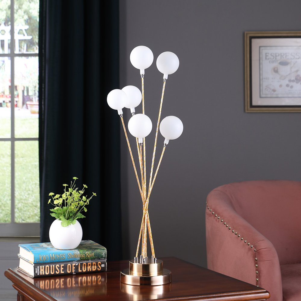 Yellow Gold Six-Light Globe Table Lamp - Modern Design