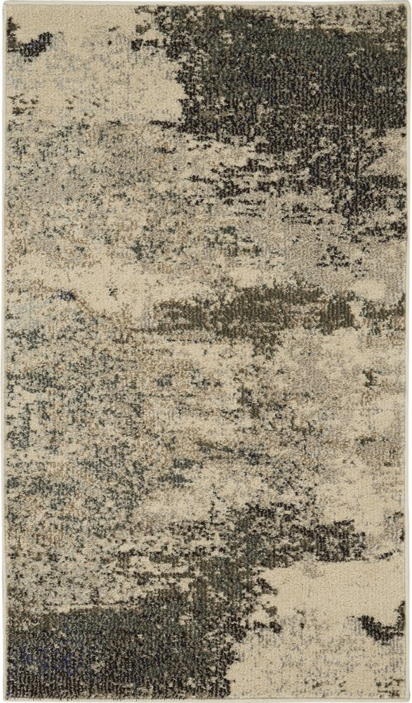 Ivory Gray Abstract Power Loom Non-Skid Area Rug - 5x7 | AUREMI