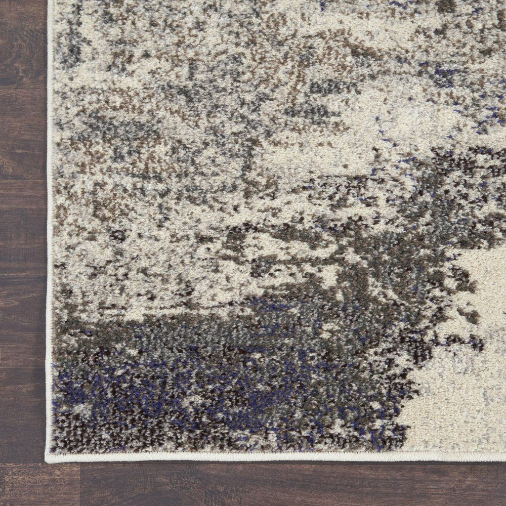Ivory Gray Abstract Power Loom Non-Skid Area Rug - 5x7 | AUREMI