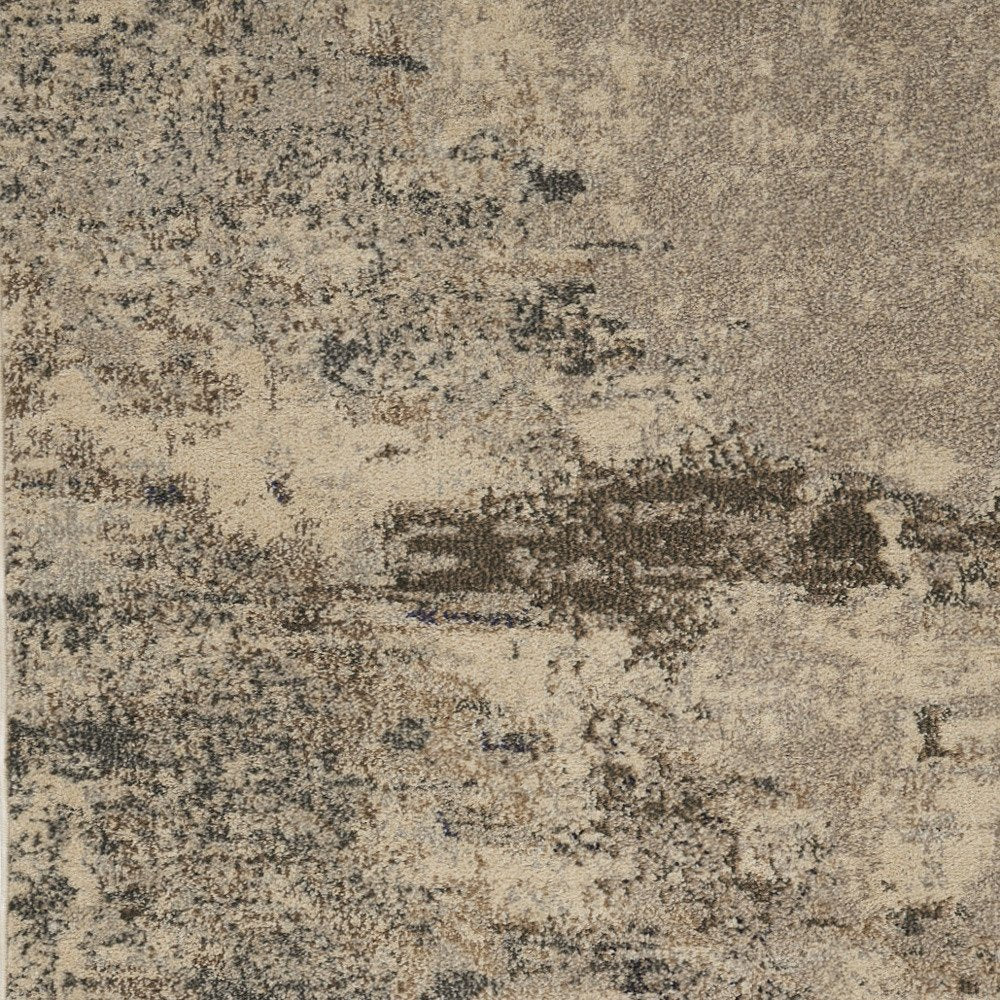 Ivory Gray Abstract Power Loom Non-Skid Area Rug - 5x7 | AUREMI