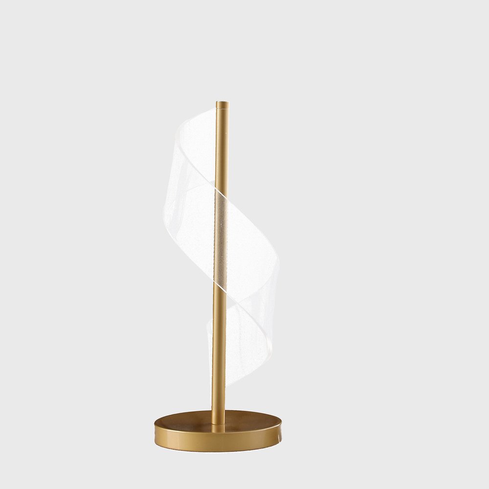 Gold Modern Swirl LED Table Lamp - Metal & Acrylic Design