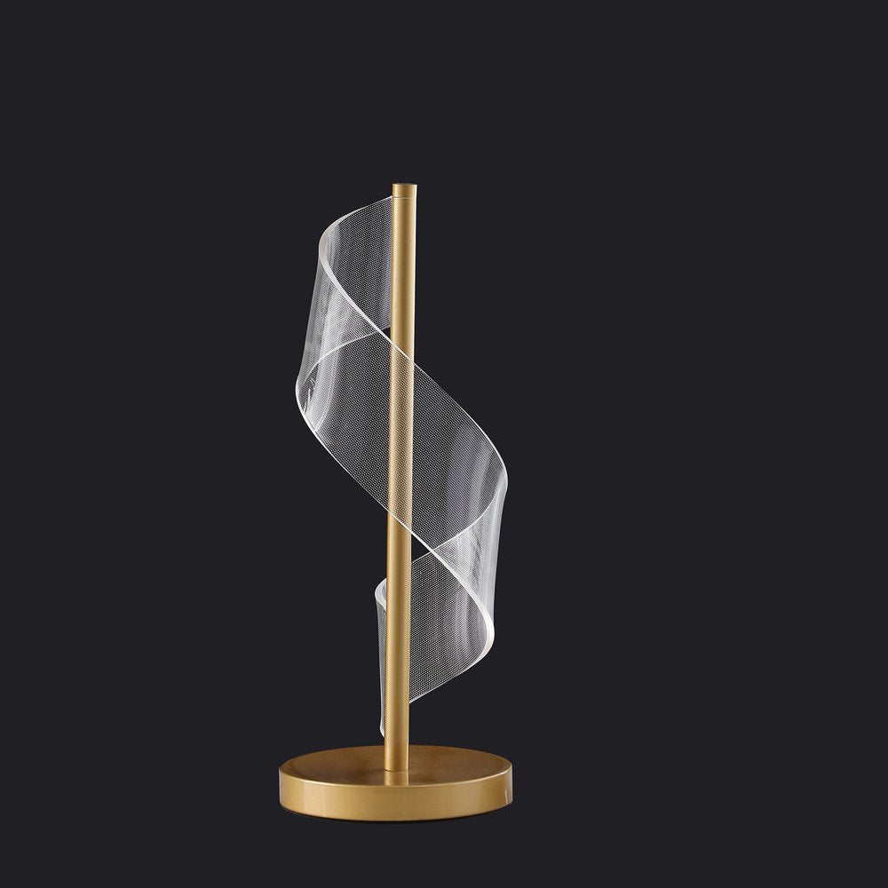Gold Modern Swirl LED Table Lamp - Metal & Acrylic Design