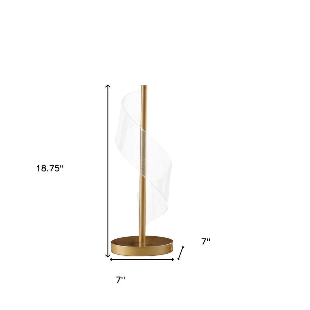 Gold Modern Swirl LED Table Lamp - Metal & Acrylic Design