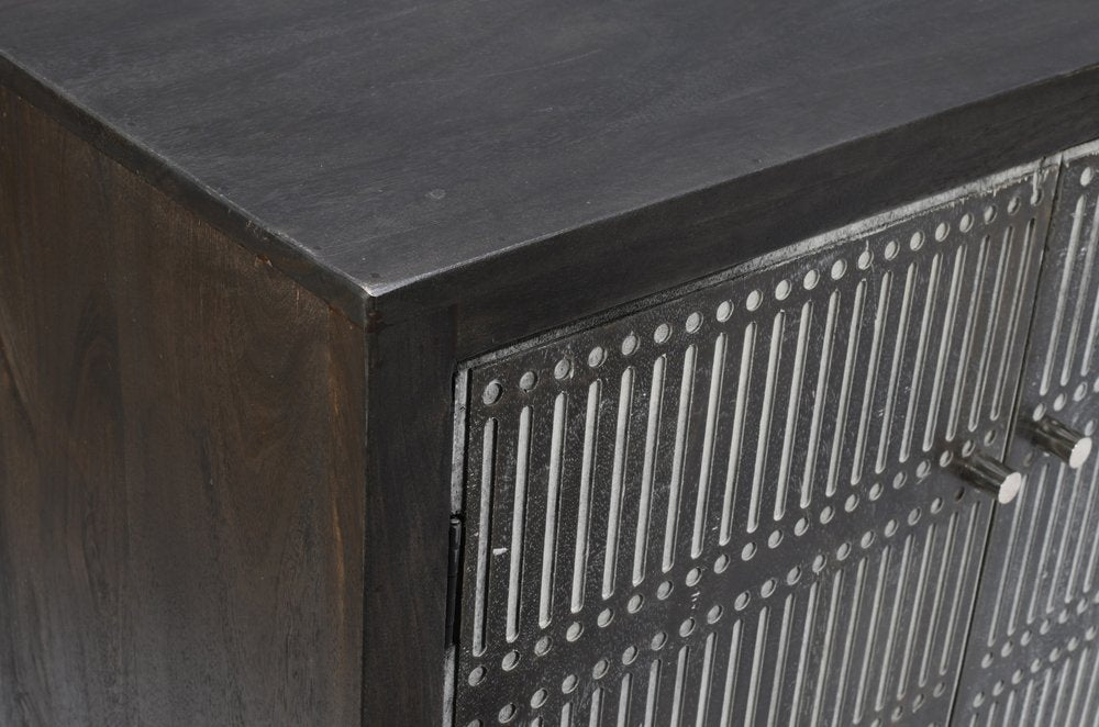 AUREMI Dark Brown Carved Geometric Distressed  TV Stand