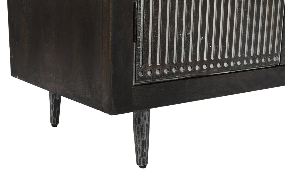 AUREMI Dark Brown Carved Geometric Distressed  TV Stand