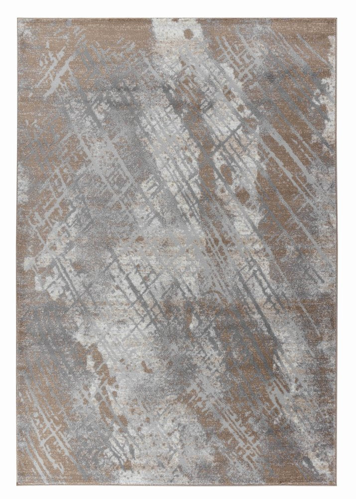 Brown Abstract Area Rug - Modern Minimalist 4x6