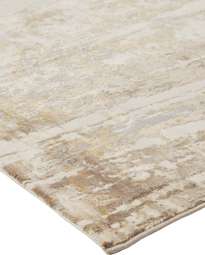 Tan Ivory Gray Abstract Area Rug - 2x3 Contemporary | AUREMI