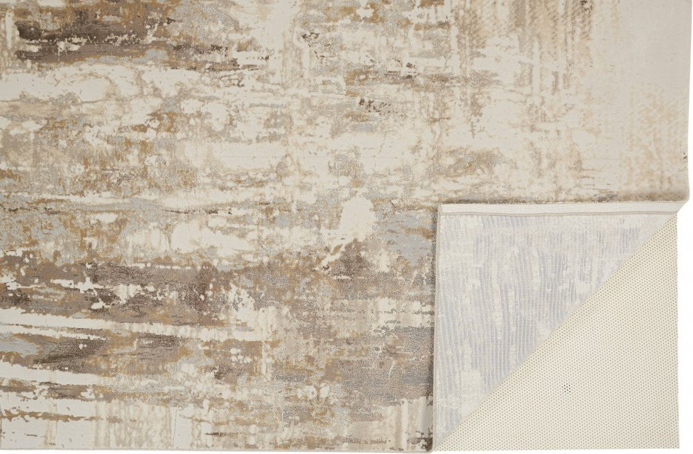 Tan Ivory Gray Abstract Area Rug - 2x3 Contemporary | AUREMI